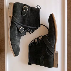 Buckle Accent Suede Chelsea Boots